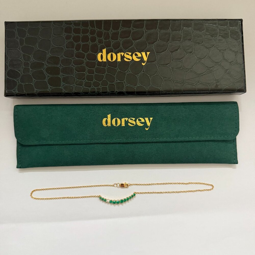 DORSEY CURVE NECKLACE IN LAB EMERALD WITH LAB DIAMOND - SOLD OUT